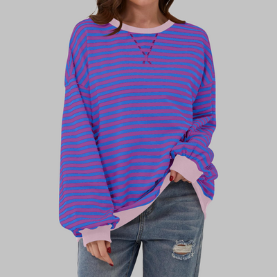 LUKA™ - Casual Long Sleeve Round Neck Striped Sweatshirt