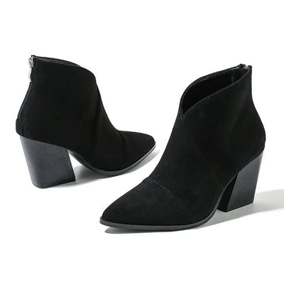 POINTED ANKLE BOOT WITH SUEDE EFFECT