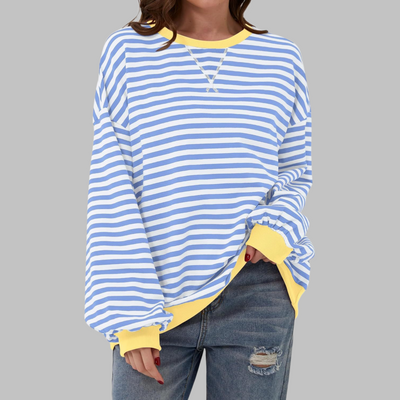 LUKA™ - Casual Long Sleeve Round Neck Striped Sweatshirt