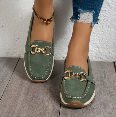 Eloise - Green Buckle Loafers