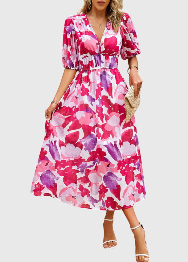 Clara | Flattering Floral Midi Dress