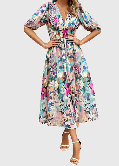 Clara | Flattering Floral Midi Dress
